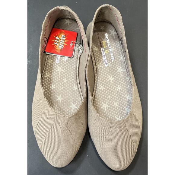 Woman's Flats SKECHERS Cleo - Bewitch Memory Foam Stretch‎ NEW Taupe Sz10 - Picture 1 of 5